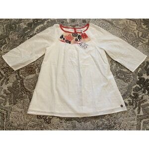 MATILDA JANE NEW $48 3/4 Sleeve Snow Angel Tunic Top Girls 14 White Christmas